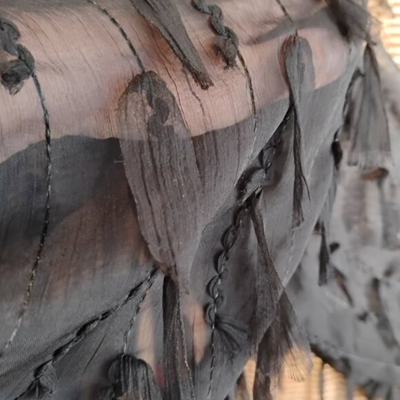 Blouse Women Jet Black Small Long Sleeves - Picture 5 of 6